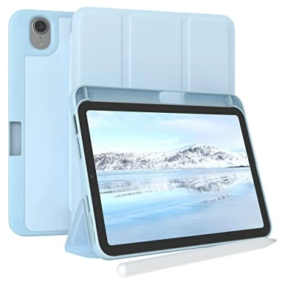 Abbildung von EAZY Case Schutzhülle mit Stifthalter für iPad Mini 6 2021 8.3 Zoll Hülle Stifthalterung Tablet Cover Touchpen Smartcase aufstellbar Klappcase Auto Sleep Wake Up Etui Blau