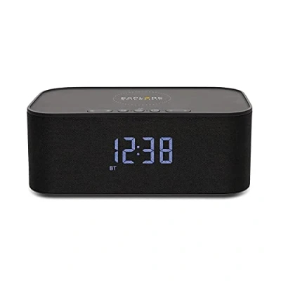 Abbildung von Explore Scientific Bluetooth Stereo Lautsprecher mit Weck und Ladefunktion, schwarz, BCC1001