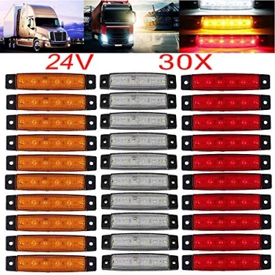 Abbildung von KYYET DC 24 V LED Seitenmarkierungsleuchten, 6 LEDs, 2835 SMD, Abstandsleuchten für LKW, Anhänger, Wohnmobil, Pickup, Traktor, SUV, Boot, stoßfest (10 Stück rot + 10 weiß