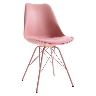 Abbildung von riess ambiente Polsterstuhl SCANDINAVIA MEISTERSTÜCK rosa (Einzelartikel, 1 St), Esszimmer · Kunstleder Metall Retro