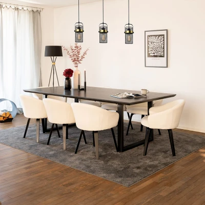 Abbildung von HOME DELUXE Esstisch Eckig AVENCIA inkl. U Fuß 240 x 120 cm, mit schwarzem Metallgestell, Küchentisch, Esszimmer