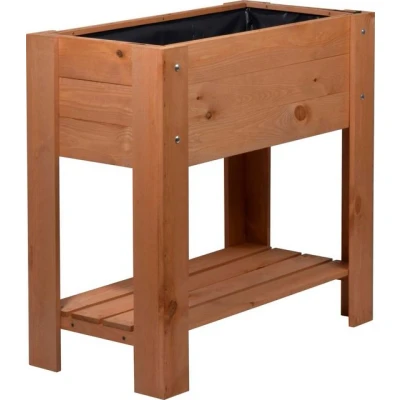 Abbildung von dobar® 58286FSCe Hochbeet Urban mit Ablagefläche Erhöhtes Gemüsebeet Salatbeet aus Massiv Holz Pflanzkasten für Balkon/Garten/Terrasse 80 x 40 78 cm Braun
