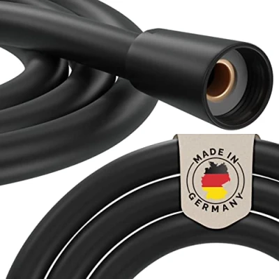 Abbildung von PRISMA Brauseschlauch 160cm Schwarz mit doppeltem Verdrehschutz. Duschschlauch MADE in GERMANY Extrem flexibel, verdrehsicher, Knickschutz. Drehwirbel