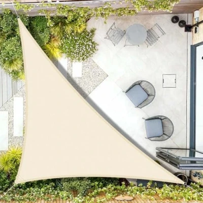 Abbildung von AXT SHADE Sonnensegel Wasserdicht Dreieck Rechtwinklig 3x3x4,25m Wetterschutz Sonnenschutz PES Polyester mit UV Schutz für Terrasse Balkon Garten Helles Khaki