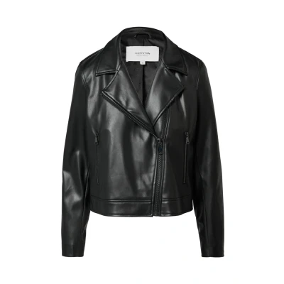 Abbildung von comma casual identity Klassische Biker Lederjacke, Damen, Größe: 34, Schwarz