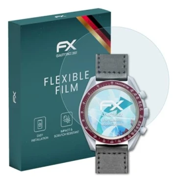 Abbildung von atFoliX Schutzfolie kompatibel mit Swatch MoonSwatch Folie, ultraklare und flexible FX Displayschutzfolie (3X)