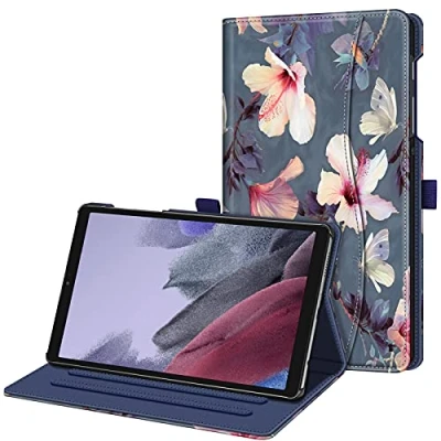 Abbildung von Fintie Schutzhülle für Samsung Galaxy Tab A7 Lite 8,7 Zoll, Modell 2021 (SM T220/T225/T227), Multi Winkel Ständer mit Tasche, blühender Hibiskus