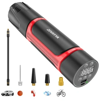 Abbildung von ZOVHYYA Akku Luftpumpe 150PSI Elektrische 4500mAh Mini Luftkompressor USB Typ C Eingang Fahrradpumpe mit Digitalem LED Licht für Auto Motorrad Ball