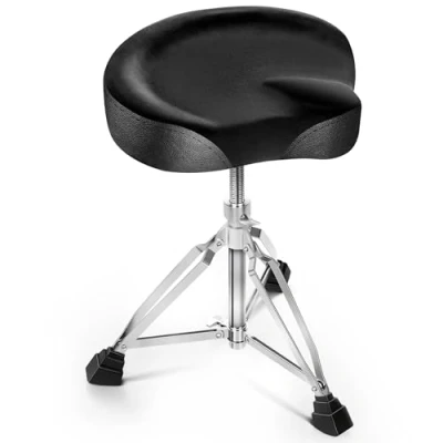 Abbildung von CAHAYA Verstärkt Vergrößert Sattelform Schlagzeughocker: 9cm Extra Dick Gepolsterter Drum Hocker Höhenverstellbar von 45 62.5cm Trommelhocker Tragfähigkeit bis zu 200kg