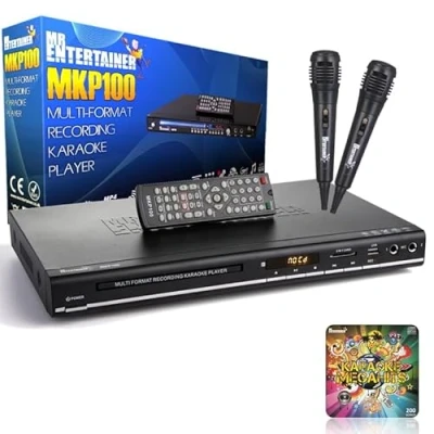 Abbildung von Mr Entertainer MKP100 CDG DVD MP3G Karaoke Player (kabelgebundene Mikrofone + 200 Songs)
