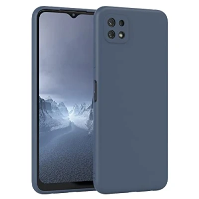 Abbildung von EAZY Case Silikonhülle für Samsung Galaxy A22 5G Hülle Silikon Blau weich stoßfeste Handyhülle Schutzhülle mit Kameraschutz Dünn Premium Schutz Cover TPU Phone Bumper in Petrol