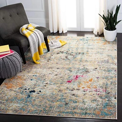 Abbildung von SAFAVIEH Moderner Schick Teppich für Wohnzimmer, Esszimmer, Schlafzimmer Madison Collection, Kurzer Flor, Grau und Gold, 183 X 274 cm