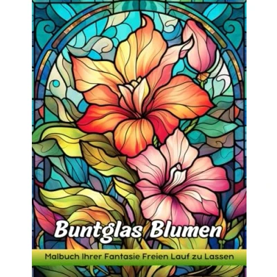 Abbildung von Buntglas Blumen: Malbuch Für Erwachsene Mit Buntglasblumen Zum Stressabbau Und Zur Entspannung