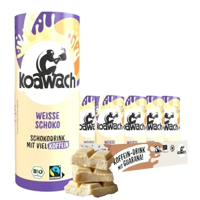 Abbildung von koawach Schoko Dink in versch. Geschmacksrichtungen Trinkschokolade Koffein Kakao Getränk Dose Guarana Schokolade Energy Drink Bio Fairtrade (12 x 235 ml) 235ml, Weisse Schoko)