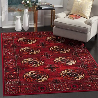 Abbildung von SAFAVIEH Traditionell Teppich für Wohnzimmer, Esszimmer, Schlafzimmer Persian Collection, Kurzer Flor, Rot und Multi, 122 X 183 cm