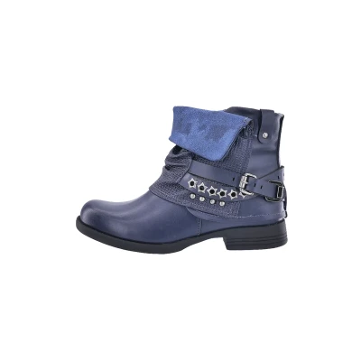 Abbildung von Elara Damen Biker Boots Nieten Stiefeletten Chunkyrayan 344 Navy 41