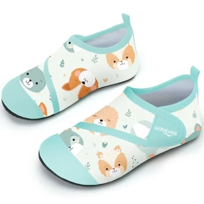 Abbildung von Badeschuhe Strandschuhe Schwimmschuhe Wasserschuhe Junge Baby Aquaschuhe Schnell Trocknend Barfuss Schuh für Kinder Beach Pool（Hund Grün 28/29）