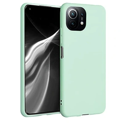 Abbildung von kwmobile Hülle kompatibel mit Xiaomi 11 Lite (5G) NE/Mi weiches TPU Silikon Case Cover geeignet für kabelloses Laden Mintgrün matt