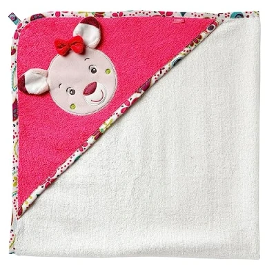 Abbildung von Fehn Badetuch Baby Sweetheart Badehandtuch Kinder Poncho aus Baumwolle Handtuch mit süßem Reh Babybadetuch Kapuze für Babys und Kleinkinder ab 0+ Monaten Kapuzenhandtuch 80 x cm