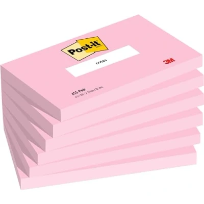 Abbildung von Post it Notes, Pink, Liniert, 76 mm x 127 mm, 100 Blatt/Block, 6 Blöcke/Packung