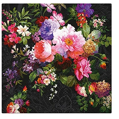 Abbildung von PAW Servietten 3 lagig (33 x 33 cm) I 20 Stück Perfekt für Geburtstage, Partys, Hochzeiten, Kommunion und Feiern Papierservietten Bunt Elegante Blumen Farbe: Roses on Velvet