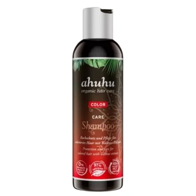 Abbildung von ahuhu COLOR CARE Shampoo (200 ml) schützt coloriertes &amp; gefärbtes Haar vor dem Verblassen, mit Granatapfel Litschi Extrakt, verbessert die Kämmbarkeit, vegane Haarpflege