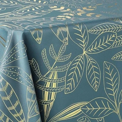Abbildung von Douceur d&#039;Intérieur, Belflor Tischdecke, rechteckig, 150 x 240 cm, Smaragd/Gold, Polyester, Bedruckt mit Metallic,