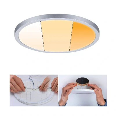 Abbildung von Paulmann 92992 LED Panel Einbauleuchte Areo VariFit IP44 3 Stufen dimmbar 230mm rund incl. 1x16 Watt Chrom matt Kunststoff 2000 K