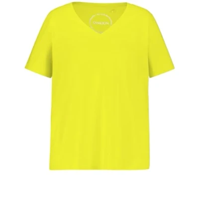Abbildung von Samoon Kurzarm Rundhals Vshirt Tshirt basic, Damen, Größe: 46, Lemon green