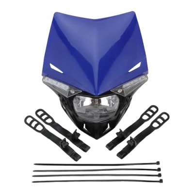 Abbildung von GOOFIT Blau H4 12V 35W Scheinwerfer Mini Blinkerleuchten Lichtmaske mit Front Verkleidung Ersatz für Motorrad Motocross Racer ATV Dirtbike Pocketbike