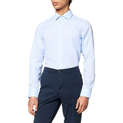 Abbildung von SEIDENSTICKER Slim Hemd Langarm New Kent Kragen Stretch eisblau Gr. 39