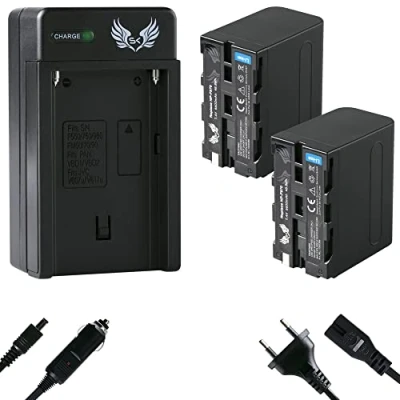 Abbildung von 2X SK Akku Ersatz für Sony NP F970 6600mAh + Charger F550 F730 F750 F960 F980 F990 // Blitzgeräte Videoleuchten