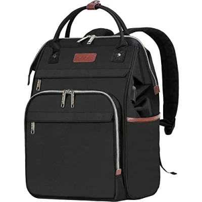 Abbildung von EMPSIGN Rucksack Damen Laptop mit 15,6 Zoll Laptopfach, Schulrucksack Wasserdicht Mädchen Teenager, Laptoptasche Business Rucksäcke für Arbeit Reisen, Schwarz