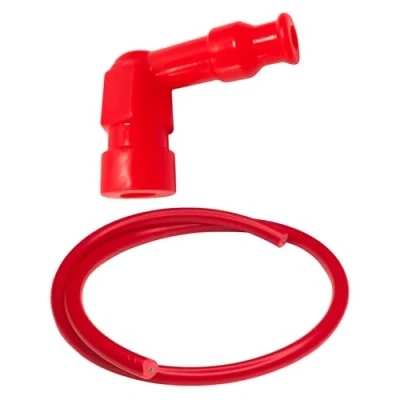 Abbildung von cyclingcolors Zündkabel 7mm länge 1m mit Zündkerzenstecker zündungskabel fur zündkerze zuendkerzenstecker moped motorrad kerzenstecker traktor rasenmäher, Rot