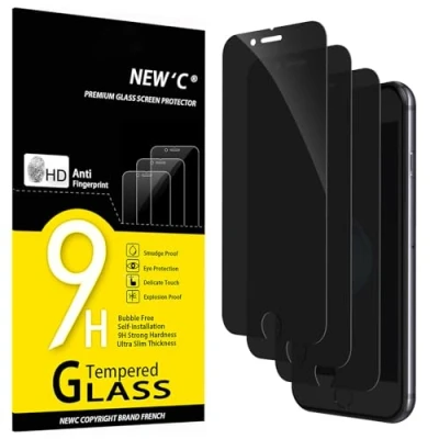 Abbildung von NEW&#039;C 3 Stück, Sichtschutz Panzer Schutz Glas für iPhone 8, 7, Ausgewogener 35 Grad schutzwinkel mit Augenschutz, Ultra Haltbare 9H Härte, Blasenfrei