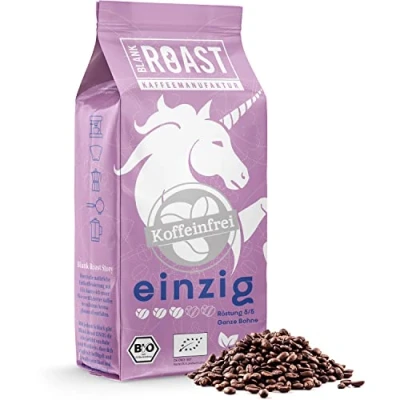 Abbildung von Blank Roast EINZIG 1kg BIO Kaffeebohnen koffeinfrei 100% Arabica aus Peru schonend &amp; umweltfreundlich entkoffeiniert säurearm mit voller Crema ideal für jede Zubereitungsart