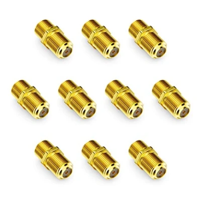 Abbildung von deleyCON 10 Stück Sat Adapter Verbinder Koaxialkabel verlängern 2X F Buchse Schmale Mutter Vergoldet für Kabel BK Anlagen