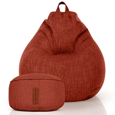 Abbildung von Green Bean Sitzsack Home Linen (Indoor Riesensitzsack und Pouf mit EPS Perlen Füllung, Kuschelig Weich Waschbar), Drinnen Stoff Bodenkissen Liegekissen Sitzkissen Lounge