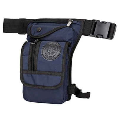 Abbildung von Xieben Nylon Drop Beinbeutel für Herren Frauen Motorrad Bike Hip Bum Gürtel Taille Gürteltasche Bauchtasche Reise Outdoor Camping Taktische Wandern Radfahren Crossbody Umhängetasche Marine