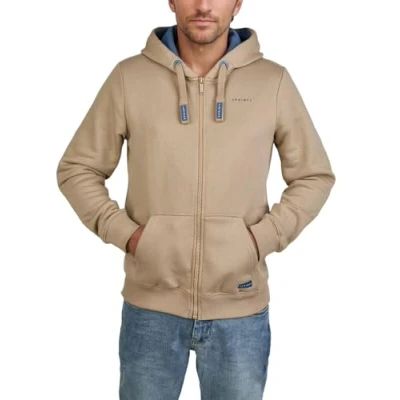 Abbildung von DENIMFY Sweatjacke Herren mit Kapuze Reißverschluss Regular Fit DFLeo Kapuzenjacke, Größe:L, Farben:Black Formula Red