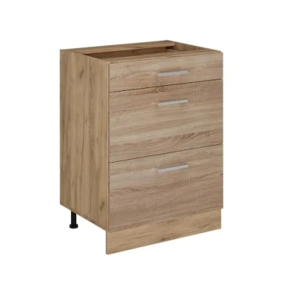 Abbildung von Vicco Küchenunterschrank R Line, Sonoma, 60 cm mit Schubladen, ohne Arbeitsplatte