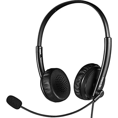 Abbildung von Sandberg 2in1 Office Headset Jack+USB Jack+USB, 126 21 (2in1 Headphones, Head Band, Office/Call Center, Black, Binaural, Volume +, ), uni