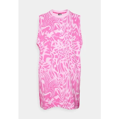 Abbildung von adidas Sportswear Essentials 3 Stripes Print Sleeveless Jerseykleid, Damen, Größe: Medium, Semi lucid fuchsia