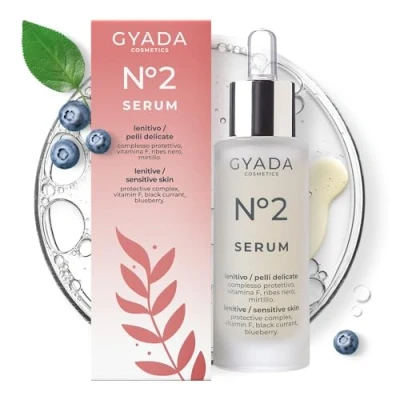 Abbildung von GYADA COSMETICS, Gesichtsserum Nr. 2, beruhigend, für empfindliche Haut, reaktiv, sanft und mit Couperose, beruhigend schützend, Aloe Vera Basis, 30 ml