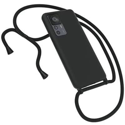 Abbildung von EAZY CASE Premium Silikon Handykette kompatibel mit Xiaomi 12T / Pro Handyhülle Umhängeband, Handykordel Schutzhülle, Silikonhülle, Hülle Band, Kette für Smartphone, Schwarz