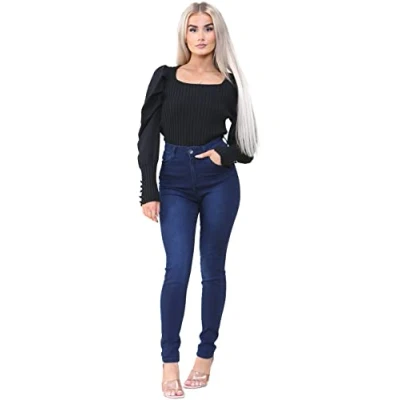 Abbildung von 989Zé ENZO Damen Jeans, Skinny Stretch, hohe Taille, Denim Hose, dunkelblau, 46