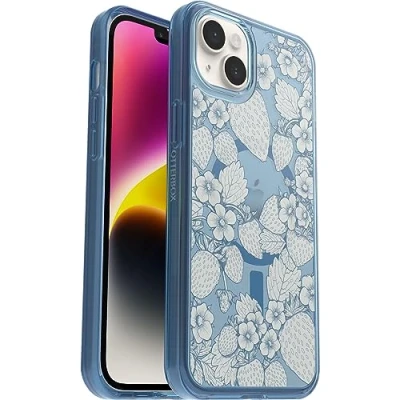 Abbildung von OtterBox Symmetry Clear Hülle für iPhone 14 Plus, sturzsicher, schützende Hülle, 3X getestet nach Militärstandard, Vintage Strawberry