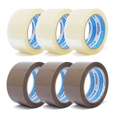 Abbildung von gws Paketklebeband 3 Rollen farblos + braun Geräuscharmes Universalklebeband zum Verpacken von Paketen Hohe Klebekraft Profi Qualität 66 m Länge 50 mm Breite