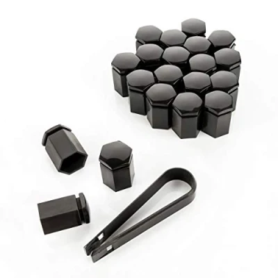 Abbildung von LST 20x Sechskant Rachraubenkappen Abdeckkappen lang 17 mm schwarz glänzend