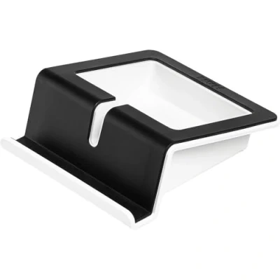 Abbildung von HAN Tablet Stand UP Tabletständer, Halterung für mit Soft Grip Oberfläche, Kabelhalterung und Innenschale, 92100 13, schwarz weiß,